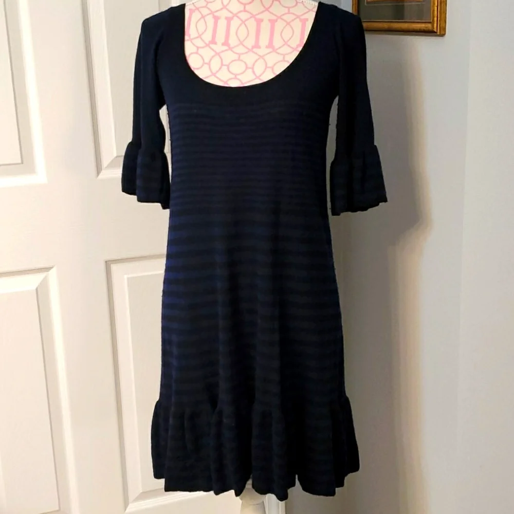 Free People black and blue 100% wool dress sz M